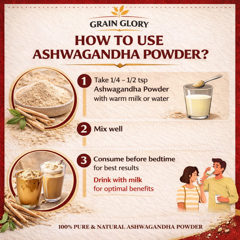 Ashwagandha Powder for Stress Relief & Natural Energy | 100% Herbal Adaptogen Supplement