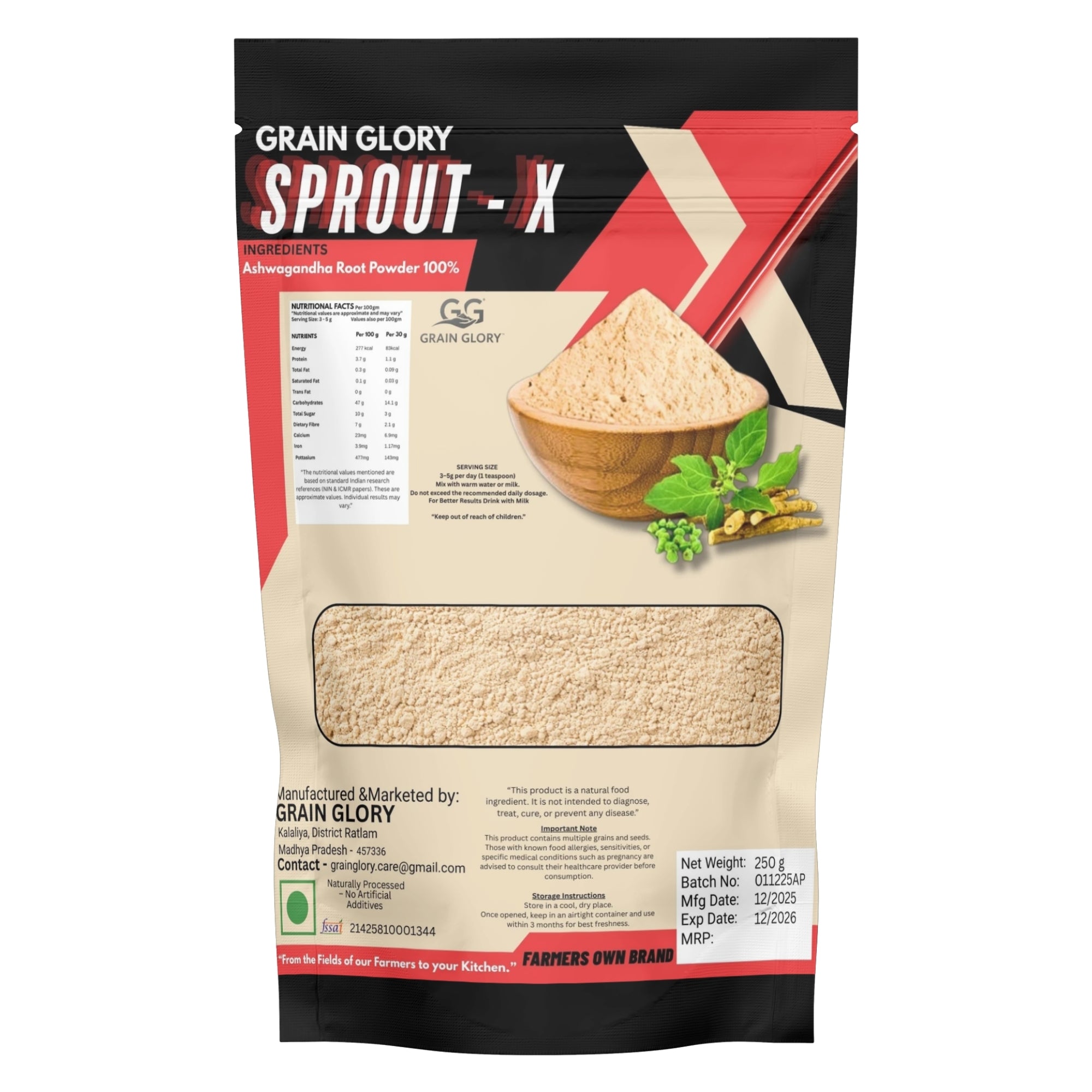 Grain Glory Ashwagandha Powder – Pure Root Powder