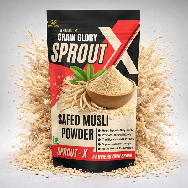 Grain Glory Safed Musli Powder – Pure Root Powder, No Added Sugar or Preservatives